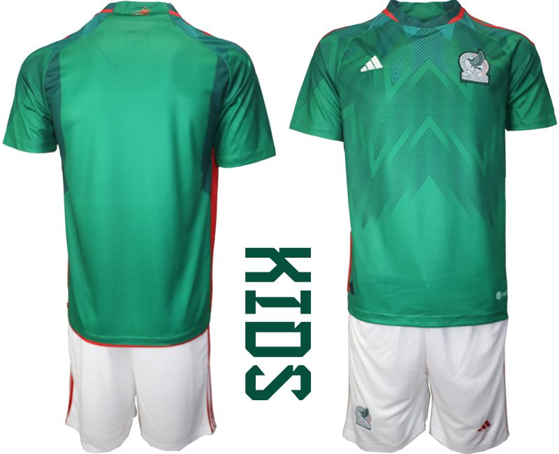 Youth 2022 World Cup National Team Mexico home green blank Soccer Jersey
